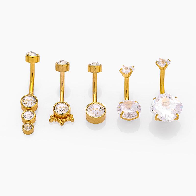 316L Stainless Steel Belly Button Ring with Inlaid Zircon