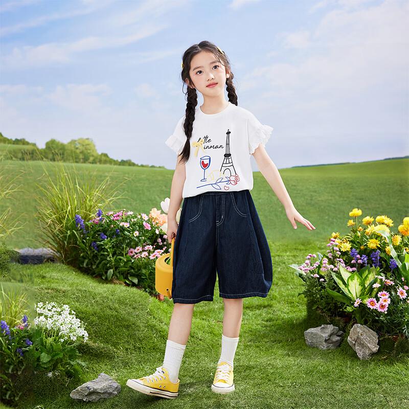 Girls' Cotton Cartoon Print Short Sleeve T-Shirt