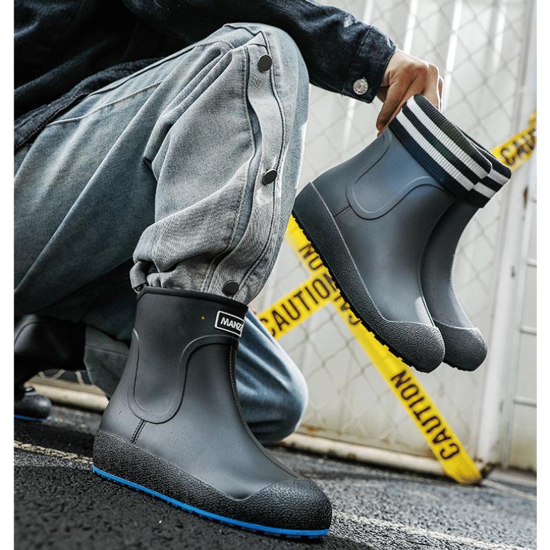 New Men's Work Rain Boots Fashion Couple Rain Boots Outdoor Platform Non-slip Men Boots Casual Boots