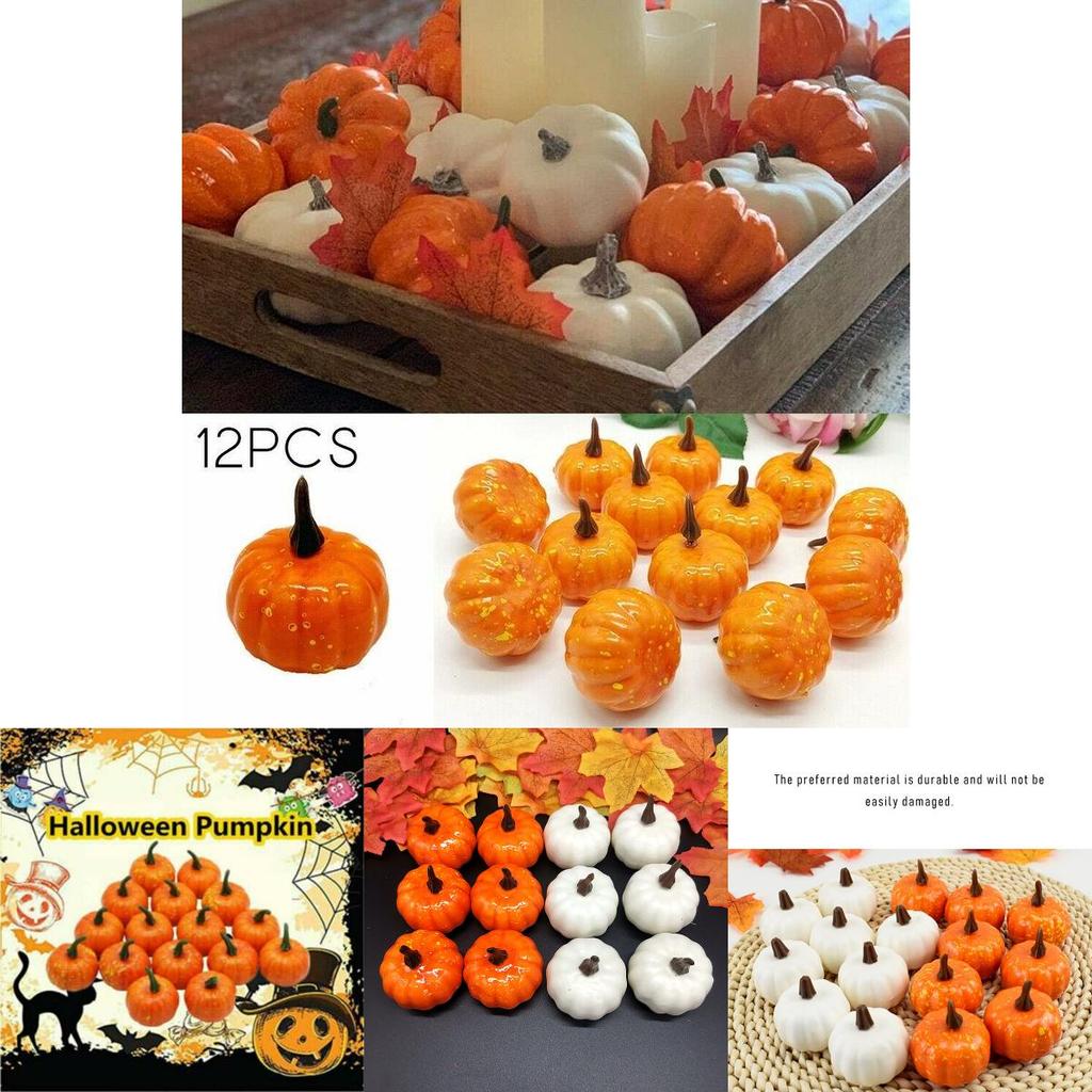 12pcs Artificial Mini Foam Pumpkin Simulation Props Perfect For Halloween Party Decoration