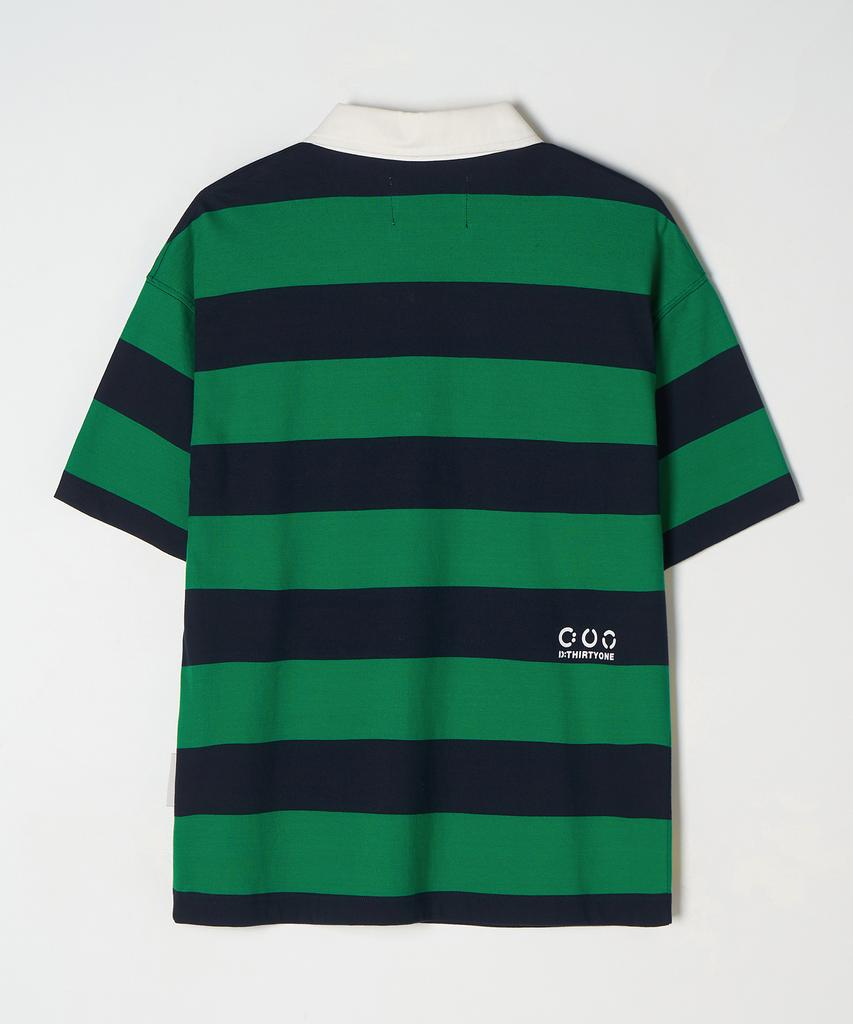 DTHIRTYONE Stripe Rugby Polo T-Shirt (Green)