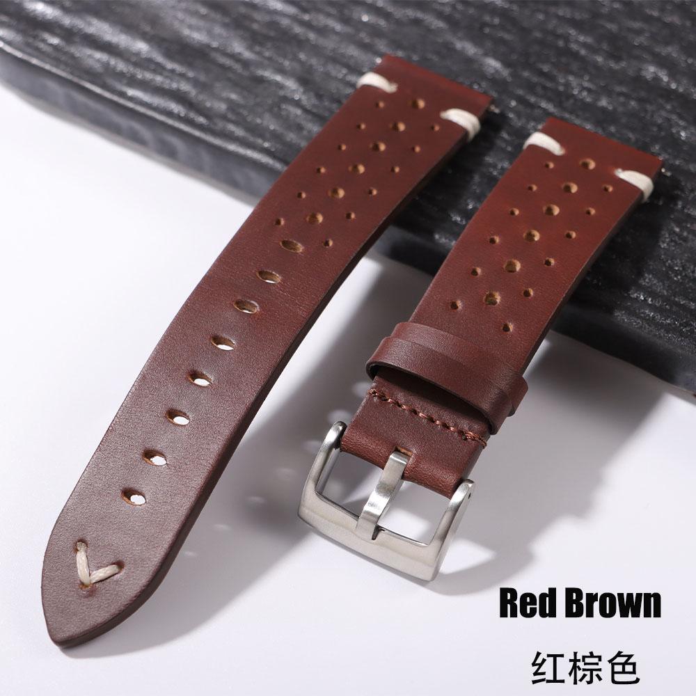 20mm 22mm Premium Genuine Leather Strap Quick Release Oil Wax Discoloration Cowhide Leather Watchband Business Men Women Straps