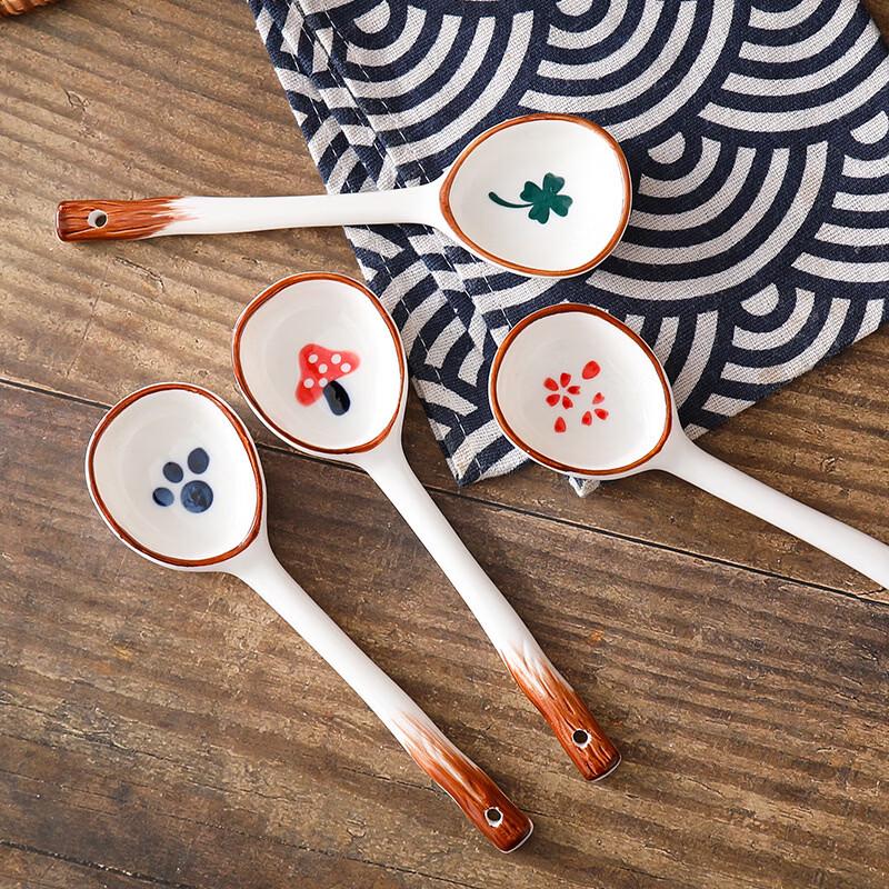 Ru Han Hand-Painted Ceramic Long-Handle Soup Spoon