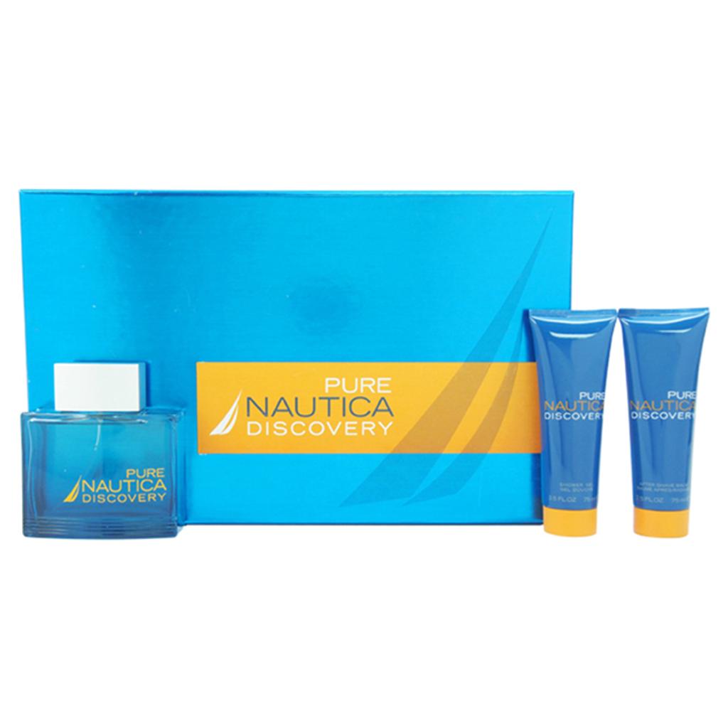 Nautica Pure Discovery de Nautica para hombres - 3 pc juego de regalo 3.4oz  EDT Spray, 2.5oz After Shave Balm, 2.5oz Gel de ducha comprar a buen precio  — entrega gratuita, reseñas