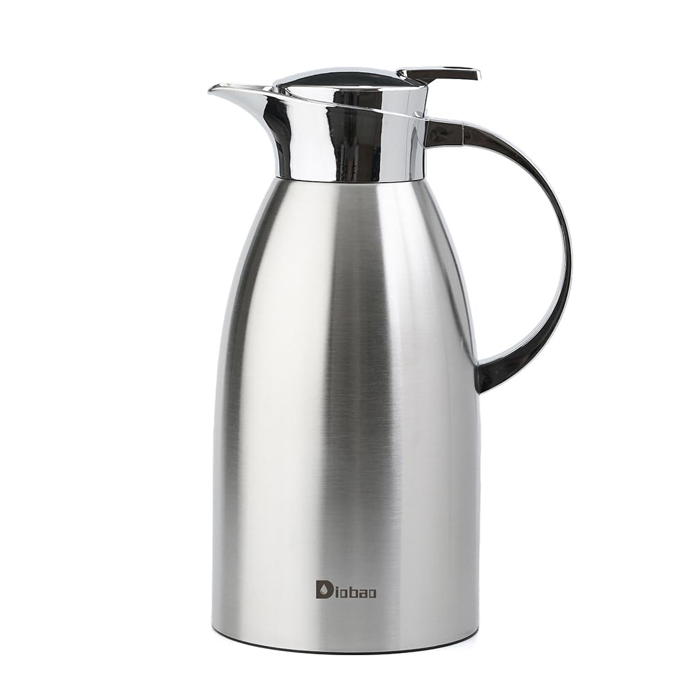 

Diobao Настольный Термос Настольный Изолированный Вакуумный Нержавеющий Нержавеющая Сталь Двойной Термический Для Дома Большой Легкое Открытие и Экономия Труда Чайник,