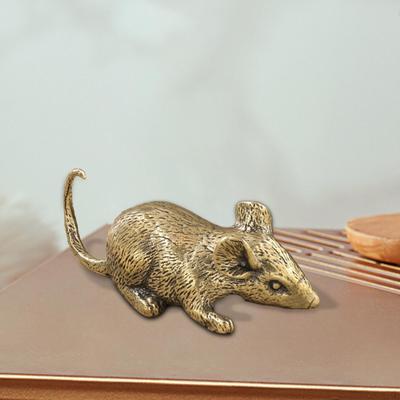 Brass Mouse Statue Figurine Ideal Gift Artwork Table Ornament Cute Animal Sculpture for