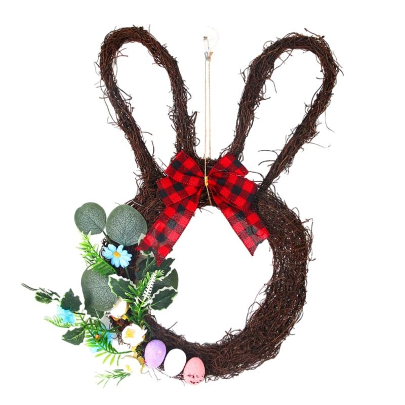 

Handmade Easters Door Wreath with Rabbit and Bright Detail Display Garlands Perfect for Holiday Homes Decors 1