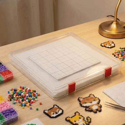 Latch Lid Bead Storage Box Hinged Lid Plastic Craft Organizer  For Perler Beads