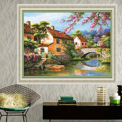 HC DIY 5D Diamond Painting Bridge Cabin Vyšívací řemesla Cross Stitch Home Decor