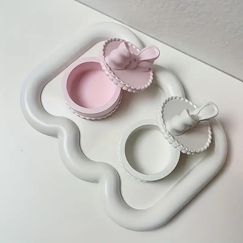 Mini Bow Shaped Storage Box Model Circular Gypsum Cement Relief Mold for DIY Epoxy Resin Handmade Jewelry Storage Creative Home