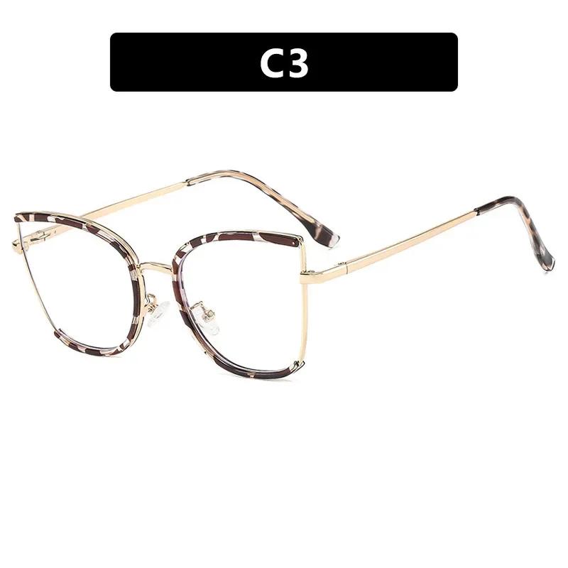  Retro Oversized Cat Eye Women Metal Glasses Frame Fashion Clear Anti-Blu-Ray Eyewear Men Optical Computer Square Frames