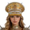 Steampunk Beret with Rhinestones Embellished Eye Design Costume Hat for Themed Parties and Cosplay Event