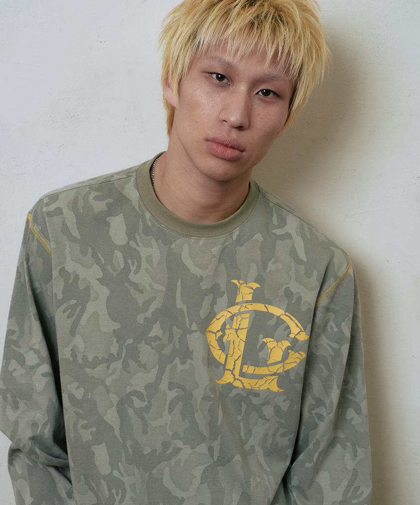 Lujeoseukeulleob Crack Logo Long Sleeve T-Shirt Camo