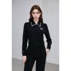 Black Woven Lace Half Zip Smile Heart