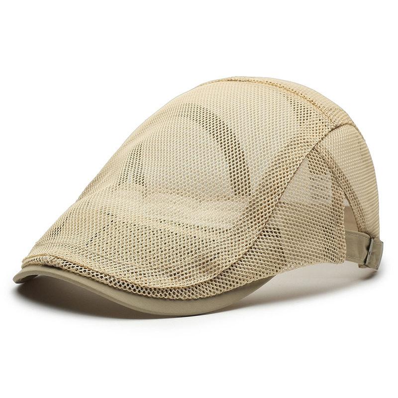 

Summer Hollow Mesh Beret Breathable Sun Hat British Vintage Style Unisex Lightweight Casual Outdoor Daily Wear