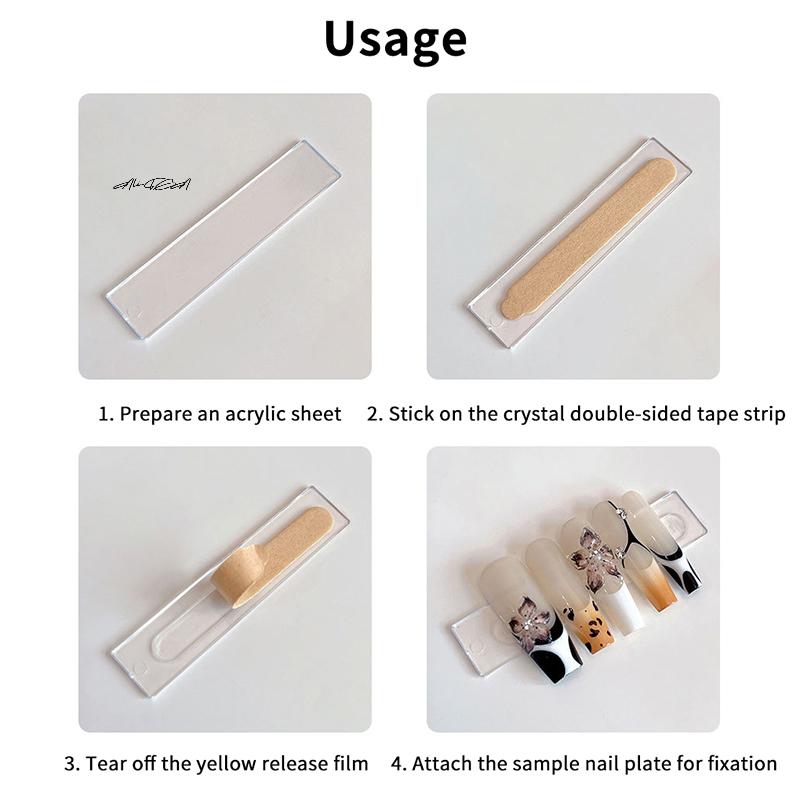 60/66Pcs Transparent Double-Sided Tape Nail Display Stand Acrylic False Nails Glue Stickers Practice Showing Bar Nail Art Tools