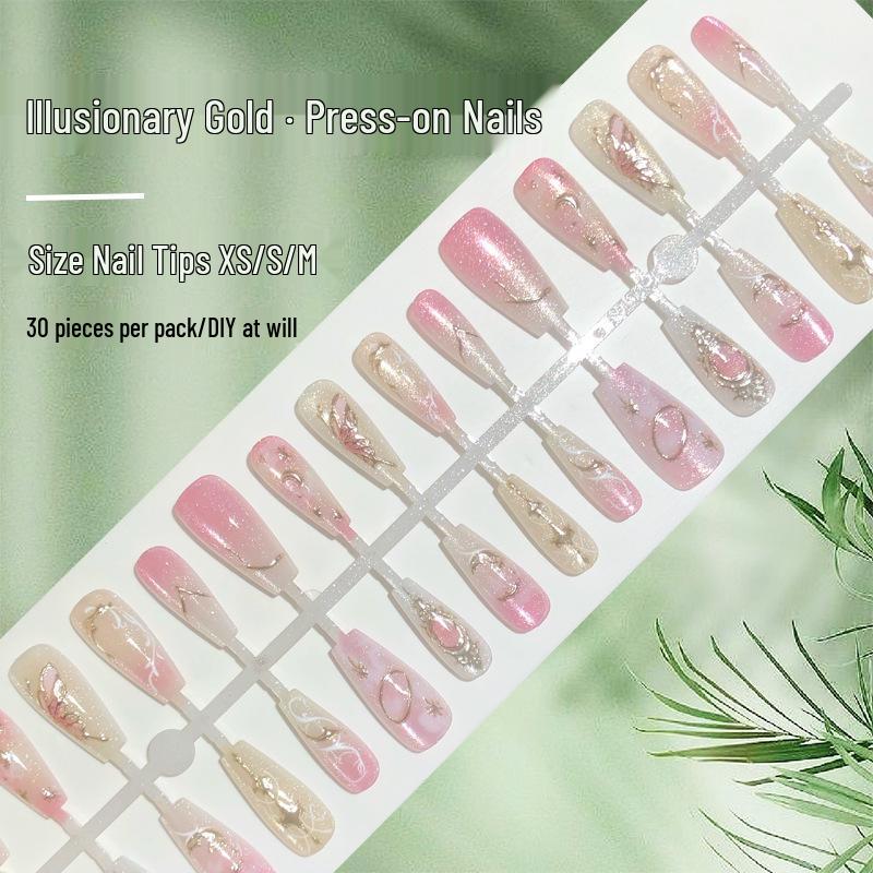 

Iridescent Crystal Cat Eye Press-On Nails – Handmade, Futuristic Fairy Style Manicure [30 pcs] YM189 Illusion [XS/S/M]