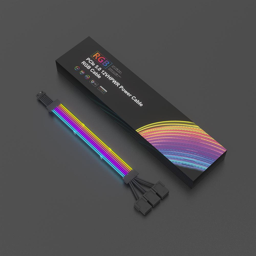 RGB Silicone Silver-Plated Extension Cable for Motherboards - 24p, 6+2p Neon Rainbow Luminous Wire