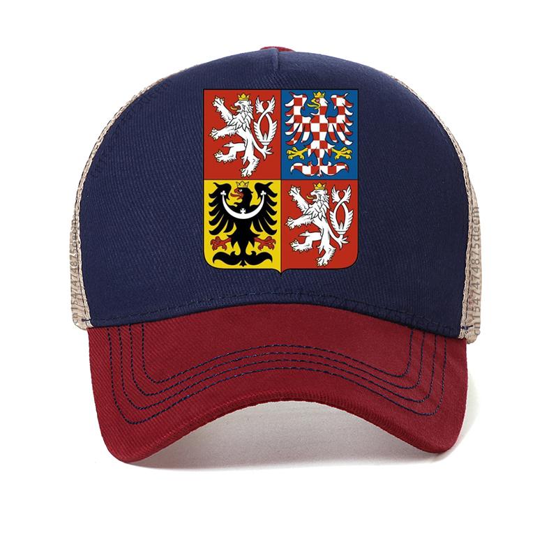 Vtipná Česká Republika Vlajka Znak Baseballová Čepice Muži Ženy Nastavitelná čepice Módní cool Síťovaná Trucker čepice Patriotické čepice