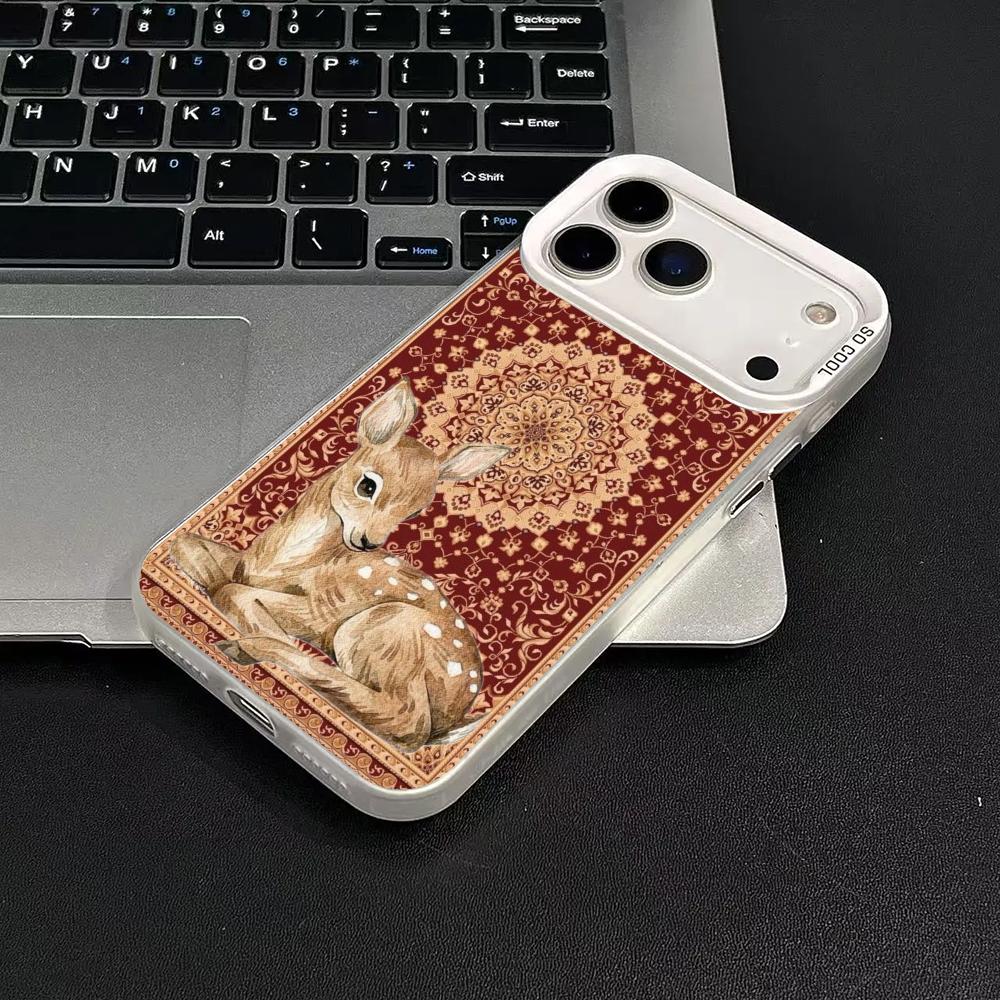 Persian Carpet Deer Phone Case Case for iPhone17 16 15 14 13 12 11 Pro/ Max/Plus Shock-proof Rear Cover Anti-fingerprint