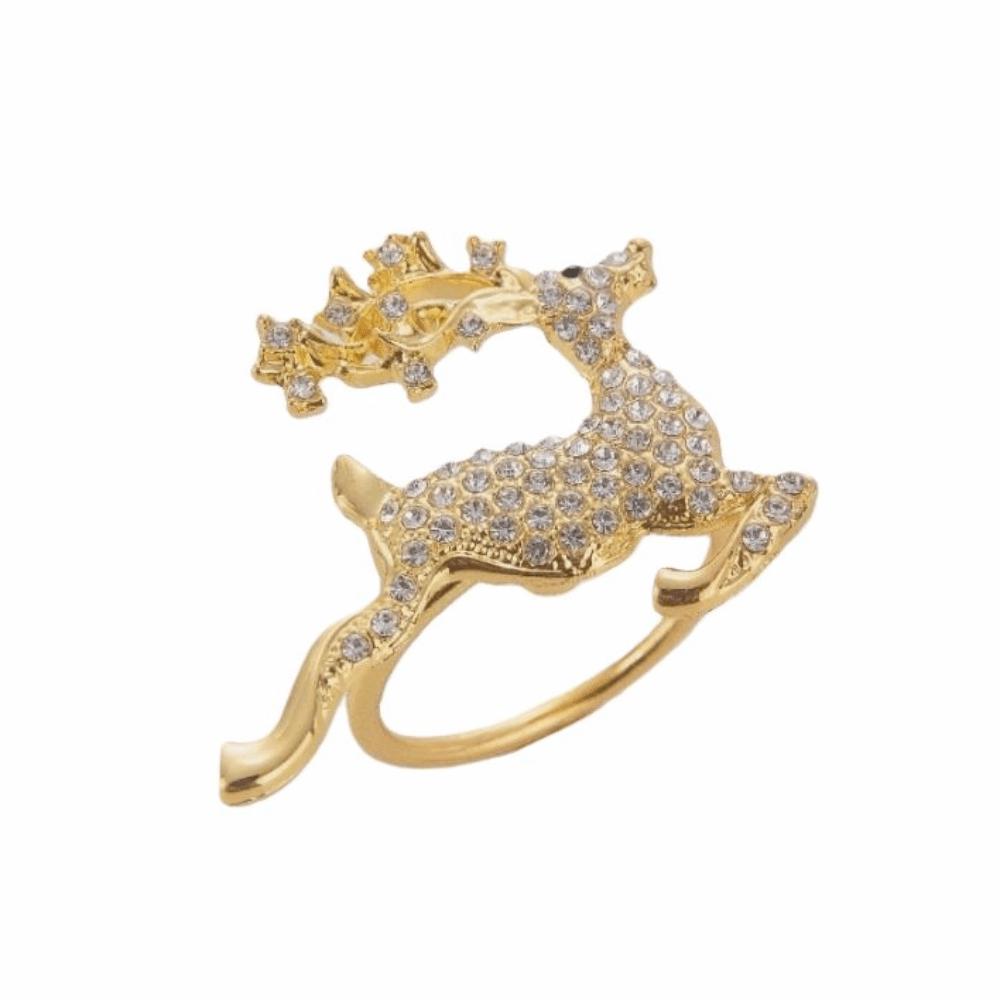 2pcs New Metal Napkin Ring Xmas Tree Elk Garland Napkin Holder Christmas Decor Gold Color Napkin Buckle Family Gathering