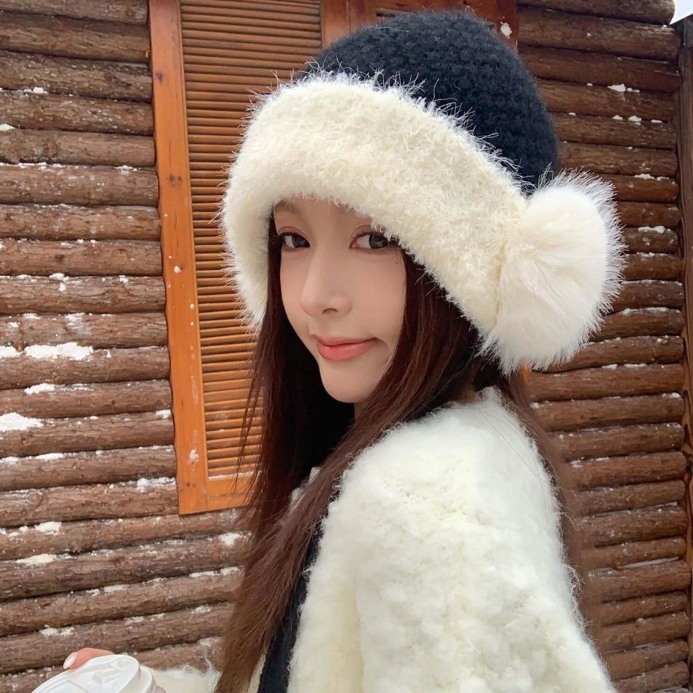 Solid Color Plush Earflap Cap Premium Plush Fluffy Warm Hat Winter Knit Hat  Chilly Days