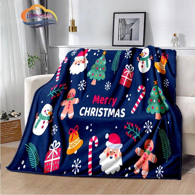 Frohe Weihnachten Serie Santa Decke Flanell Wärme Weiche Plüsch Sofa Bett Werfen