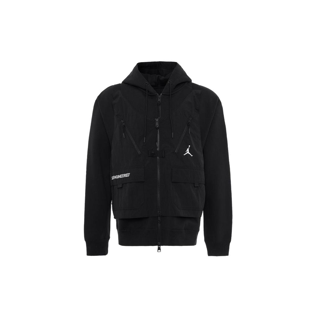 Jordan Pánská bunda s kapucí a odnímatelnou fleecovou podšívkou s více kapsami, jednobarevná s logem, svrchní oděv, černá DC9582-010