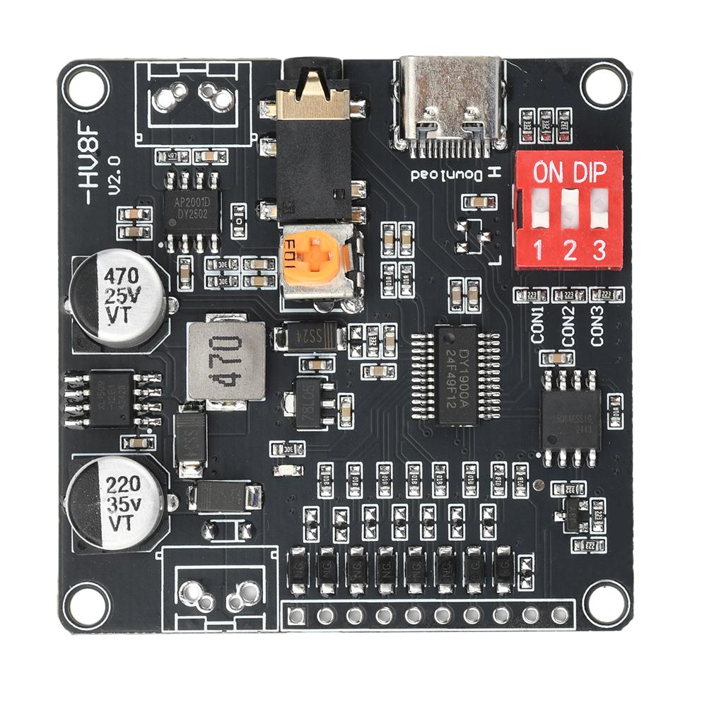 

DY-HV8F Voice Playback Module Trigger Serial Port Control UART I/O Amplifier Board 10W/20W Type C MicroUSB One-To-One Connection