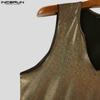 INCERUN Summer Men V Neck Glitter Sleeveless Party Clubwear Short Tank Tops