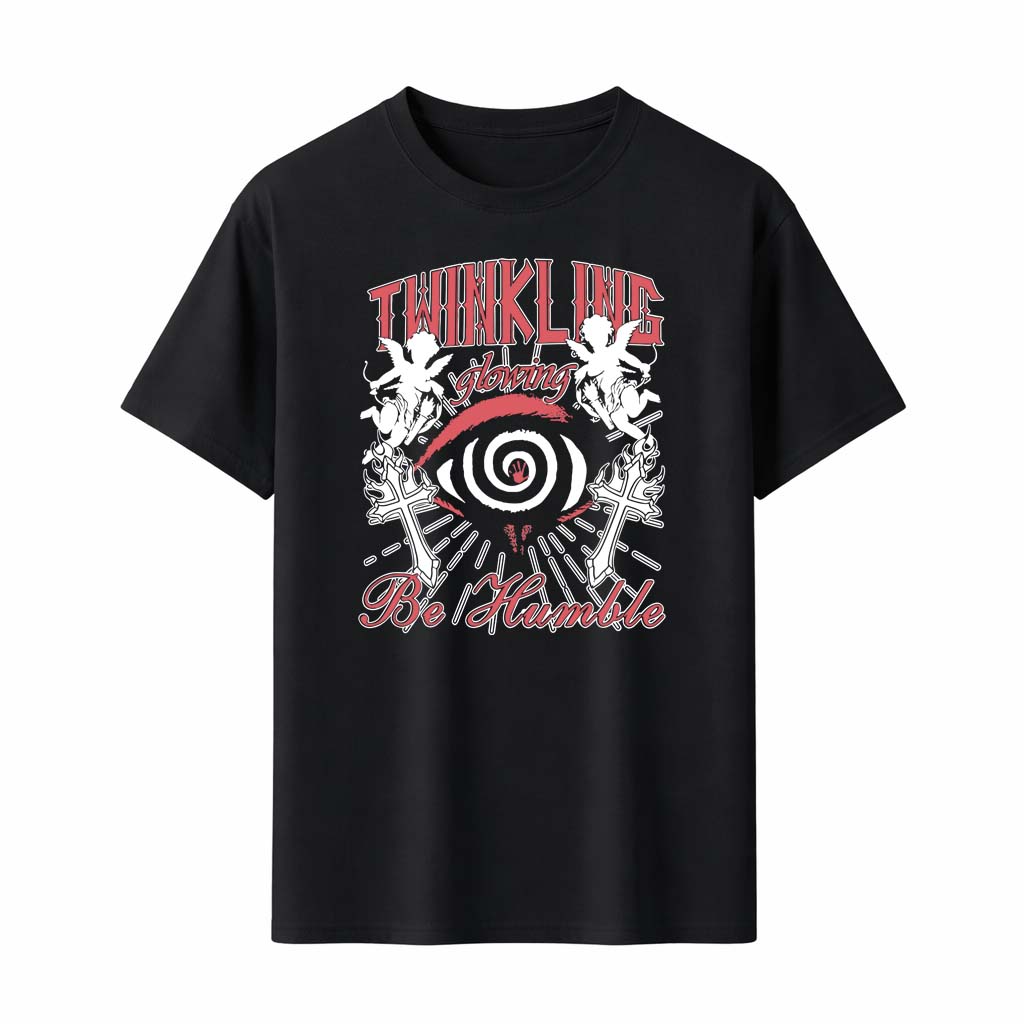 

Gothic Eye T-Shirt Men Women Angel Print Streetwear Punk Rock Style Black Tee Top Fashion Casual - Men s Summer Cotton Graphi... S
