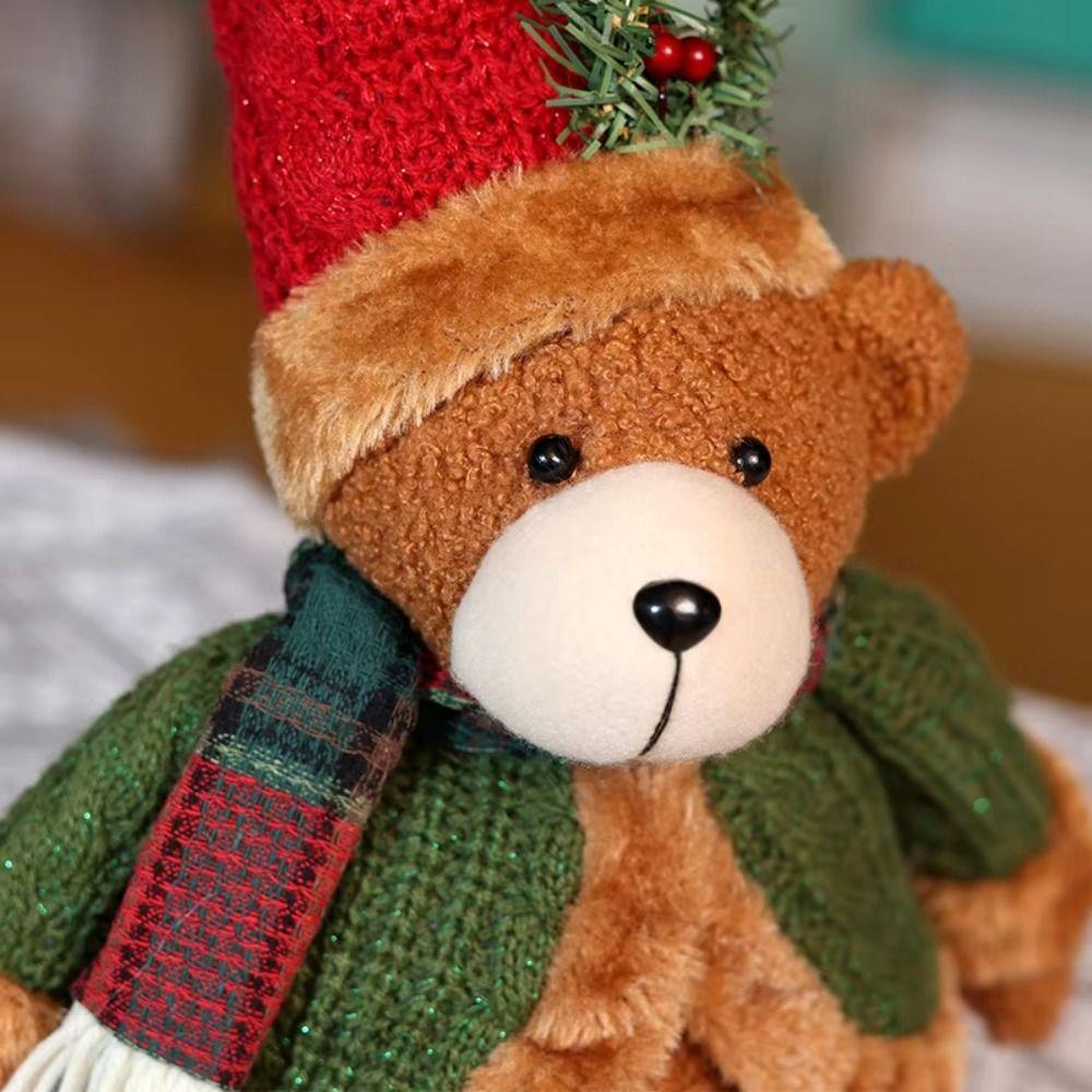 Bear Knitted Christmas Doll Kawaii Santa Claus Stretch Doll Long Legged Elk Doll  Children