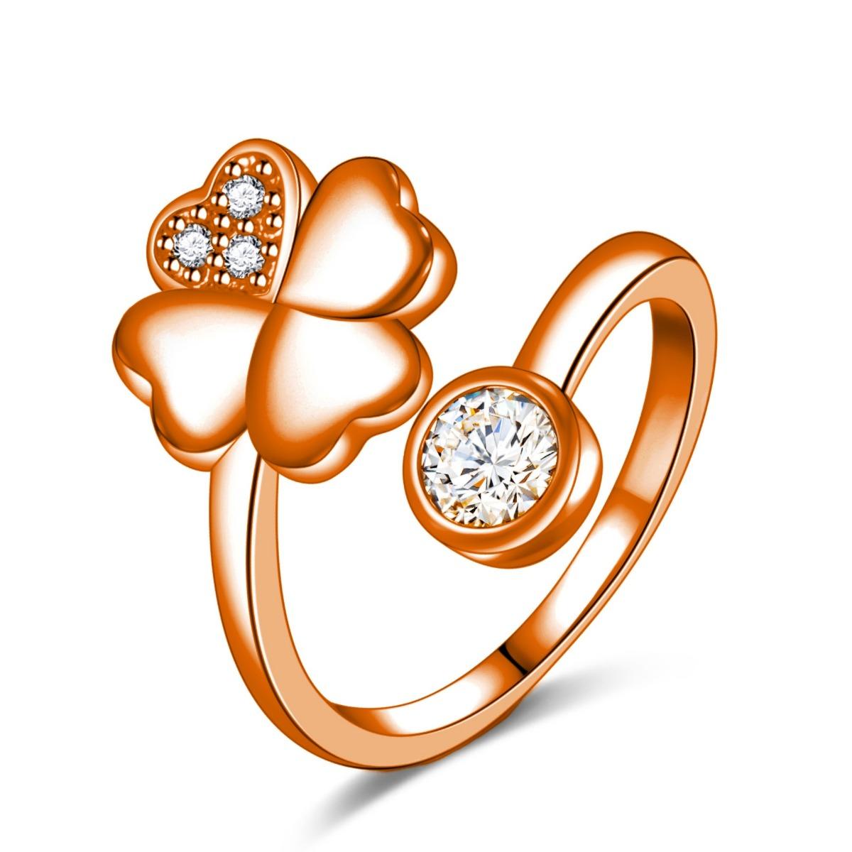 

Кільце з чотирилистою конюшиною, що виражає темперамент, креативне відкрите, регульоване, модне, з цирконієм, маленьке прозоре серце, кільце з щасливою травою opening adjustable