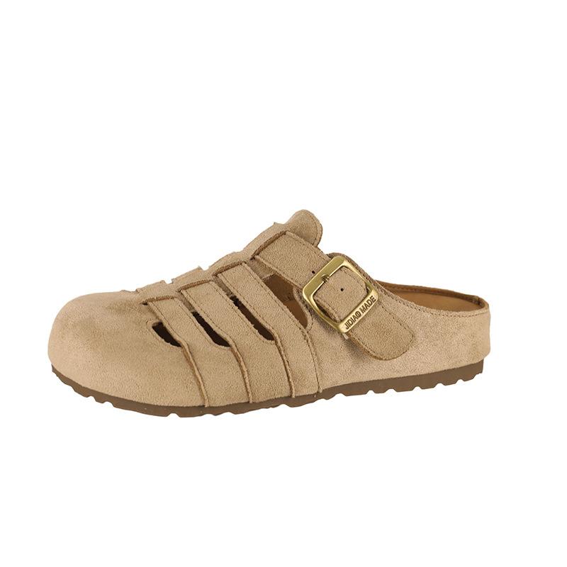 Versatile retro baotou half slippers women's outer wear summer new lazy hollow slippers platform sandals