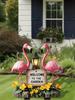 Flamingo Welcome Plaque - Garden Decoration with Lanterns and Flowers, Gift for Easter and Mother's Day Outdoor Decoration Use