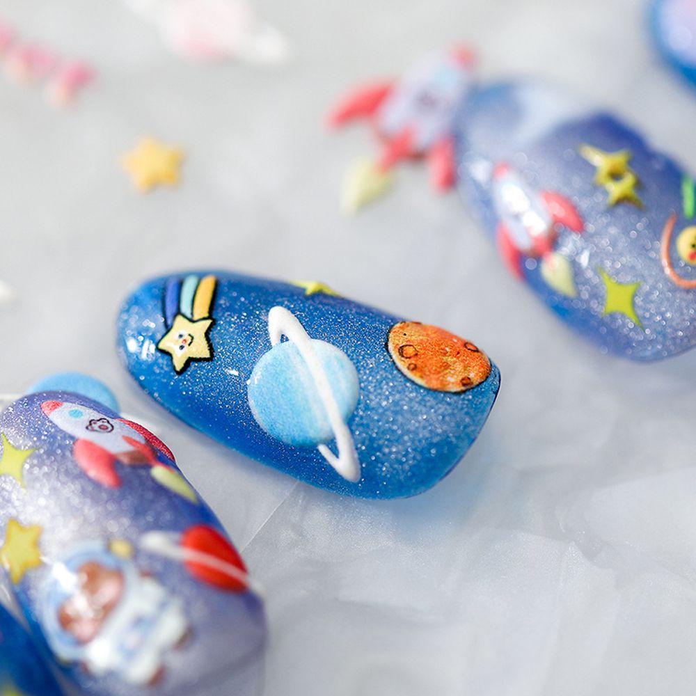 Universe 5D Carved Nail Decals Cartoon Nail Sticker DIY Nail Art Decorations Manicure Accessories