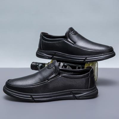 Chaussures en Cuir pour Homme Nouveau Style Mode Affaires Décontracté Chaussures de Travail pour Homme Semelle Souple Dessus Souple Noir Mat Chaussures Stand de Rue