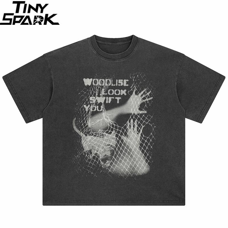 Hip Hop Retro Washed Black TShirt Streetwear Struggling Vintage Graphic T Shirt Cotton Men Tshirt Unisex Tops Tee Dope
