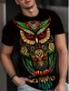 Novel Owl Pattern 3D Printed Crew Men's T-Shirt Summer Animal Oversized Shirt Men's Anime