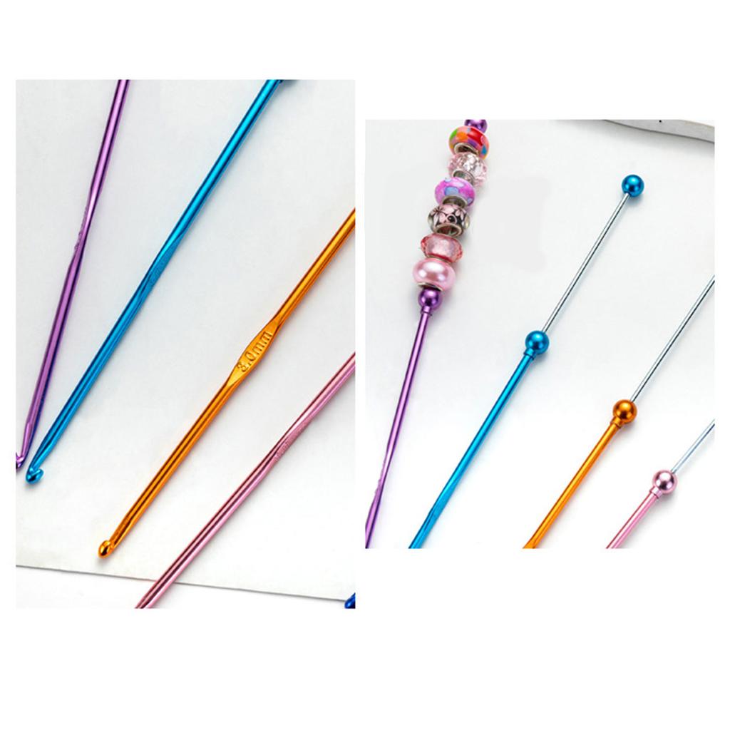 Set 5 Croșete Metalice Mărgele Lucrate Manual Acul de Croșetat Lucrat Manual Acul de Tricotat Lucrat Manual pentru Croșetat Tricotat