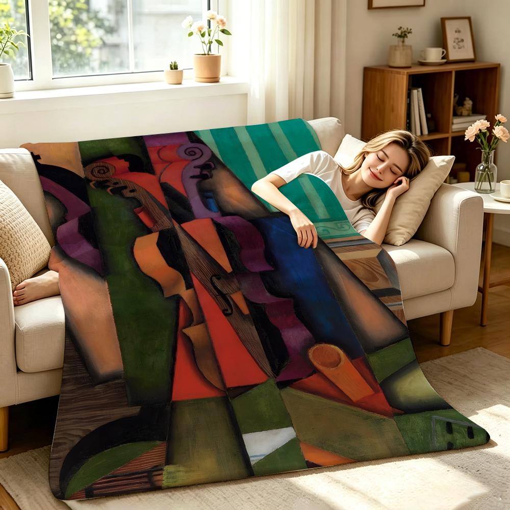 Artist J-Juan G-Gris Throw Soft Warm Flannel Throw Blanket, Multi-use for Sofa Bed Office Nap 75X95CM