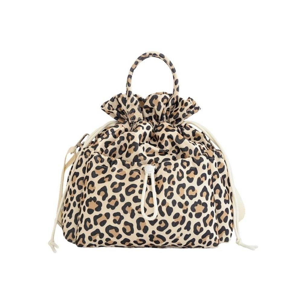 Large Capacity Drawstring Insulated Lunch Bag Floral Leopard Print Meal Container Bag  Picnic