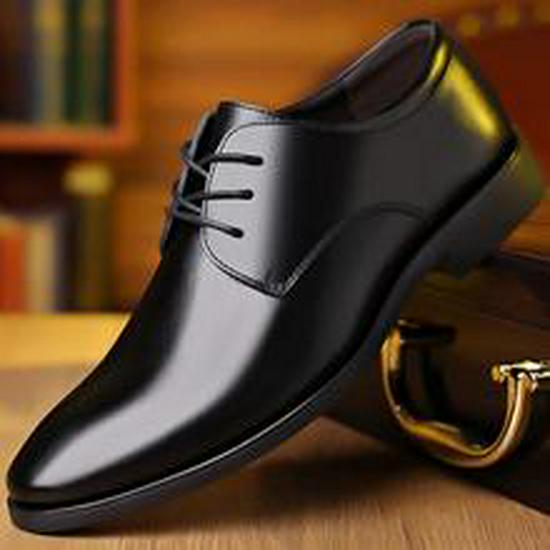 Men's Black Leather Business Casual Shoes - Spring & Autumn Korean Style, Versatile for Weddings or Everyday Wear