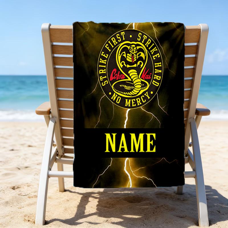 1pc Football18 Beach Towel with Custom Name, Beach/Swimming/Bath/Picnic/Camping Towel, Suitable for Seaside Beaches