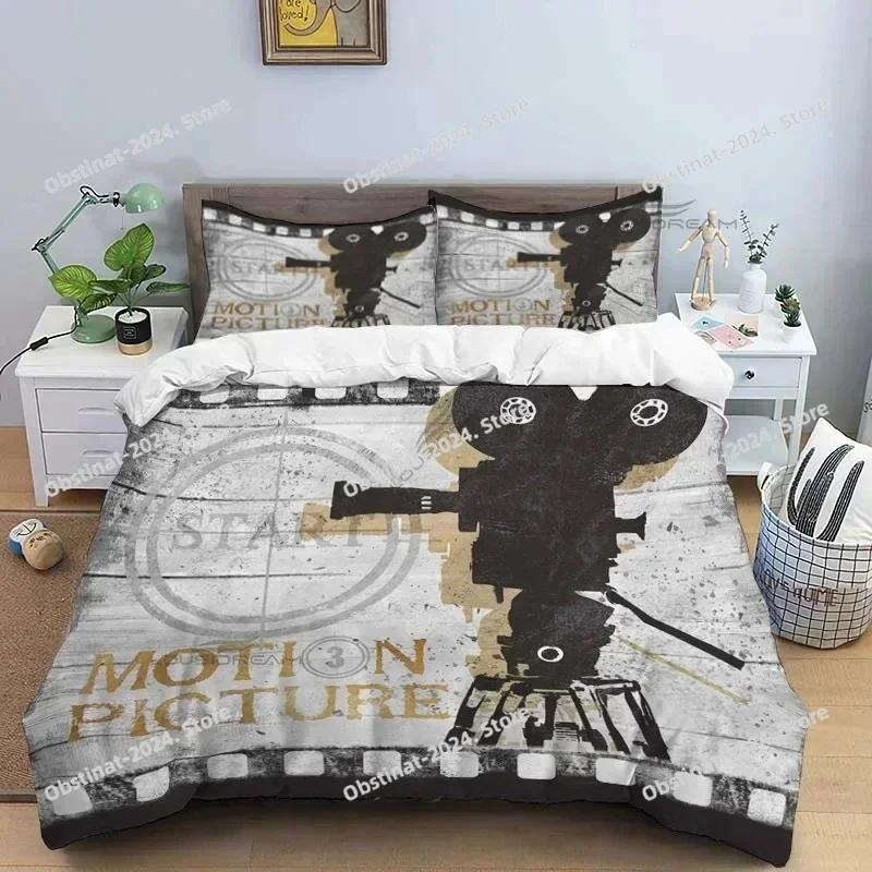 Movie Film Clap Board Patterns Bedding Set Printed Single Comforter Quilt Duvet Cover Pillow Case 3 Pieces Sets Kids Adult Size
