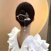 1Pc Pearl Rhinestone Oval Fishtail Twist Clip Back Head Hair Ponytail Clip Advanced Sense Fringed Hairpin Headgear Temperament