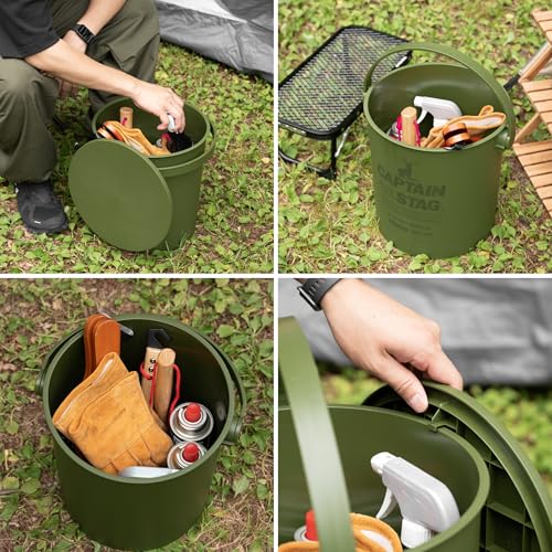 Captain Stag Outdoor CS Sit-On Bucket, 15L, Beige, Made in Japan, UM-1617