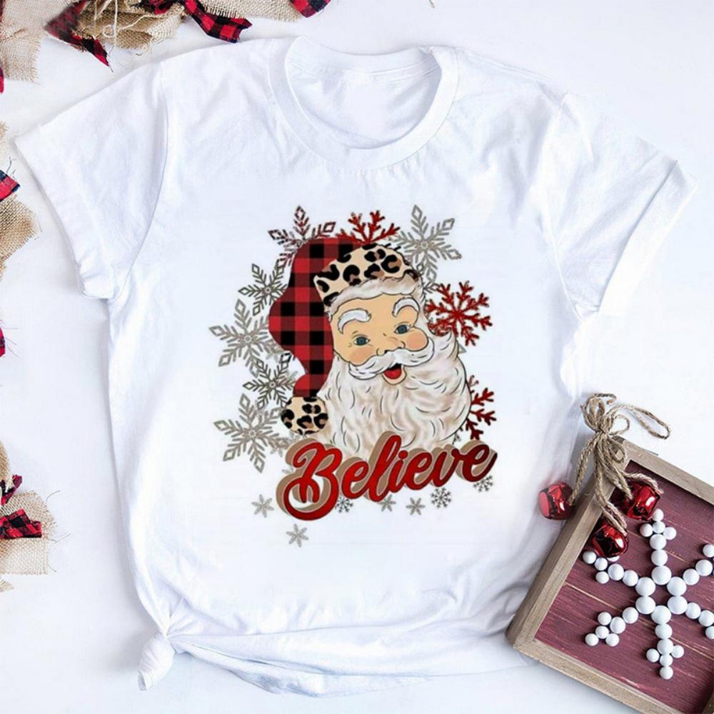 

Women Casual Loose Christmas Tee Merry Xmas Tree Print Tshirt Daily Streetwear Retro Lucky Deer Graphic Top Aesthetic Tshirt S