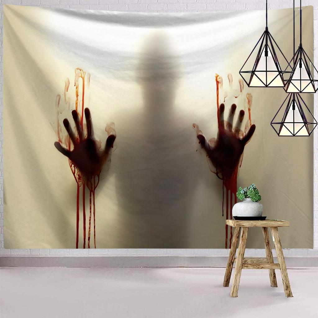 Dark Halloween Horror Tapestry Scared of Zombies Wall Hanging Witch Mysterious Woman  Home Decor Holiday Backdrop