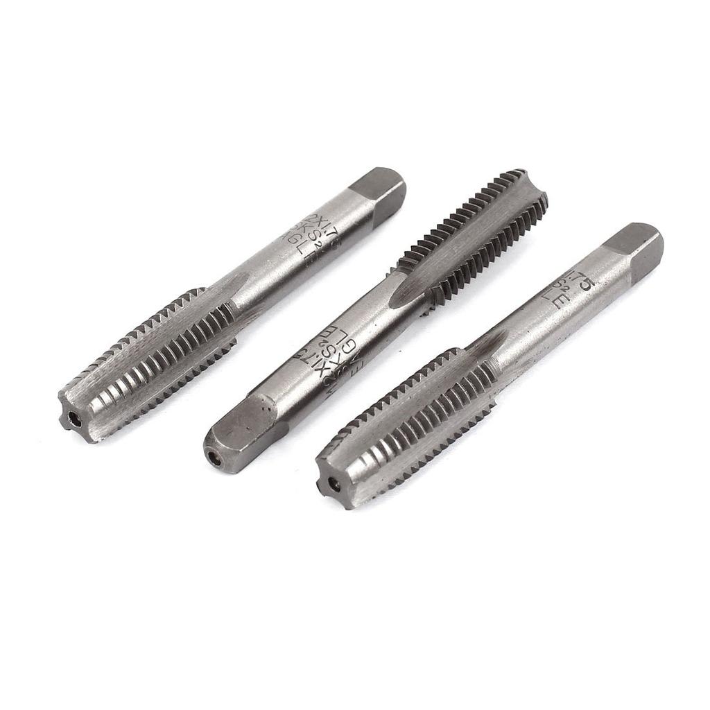 uxcell Taper Tap Hand Plug Tap Thread Cutting Medium Tap HSS Plug Tap 4 Flutes 3 Pieces Metric